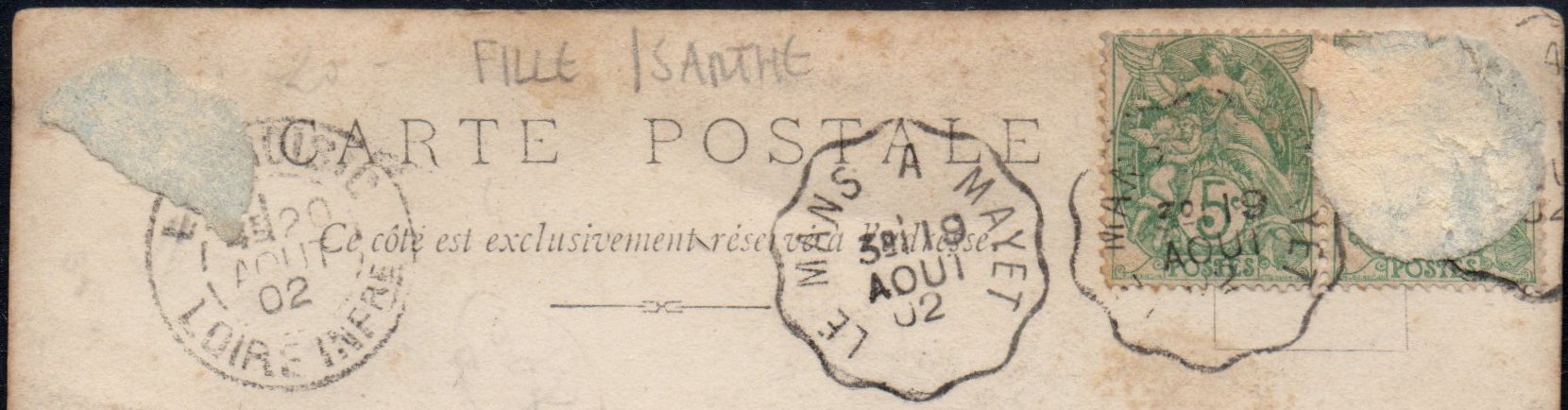 Courrier-Convoyeur-Ligne Le Mans à Mayet Type 2 1902 Gare de Fillé